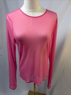 NWT American Eagle Outfitters Sheer Long-Sleeve Top in Hot Pink